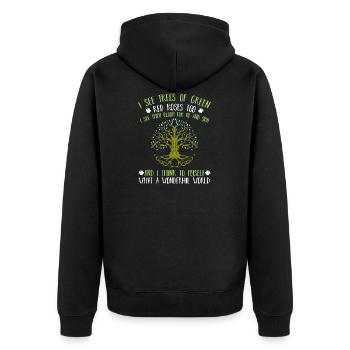Green Tree Co2 Climate Environment Energy Bio Gift - Unisex Premium Organic Zip Hoodie - black - Back - Nico (187cm)