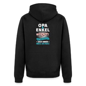 Lustig Vatertag Partnerlook Opa Spruch Geschenk - Unisex Premium Bio Zip Hoodie - Schwarz - Hinten - Nico (187cm)