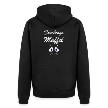 Faschingsmuffel - Lustiges Anti Fasching Karneval - Unisex Premium Bio Zip Hoodie - Schwarz - Hinten - Nico (187cm)