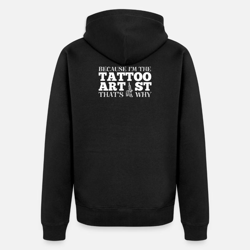 Cadeau drôle d'artiste de tatouage - Veste à capuche bio Premium Unisexe - noir