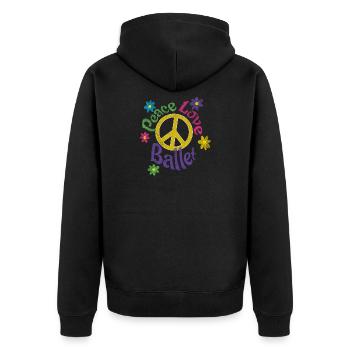 Peace Love Ballet Distressed - Unisex Premium Organic Zip Hoodie - black - Back - Nico (187cm)