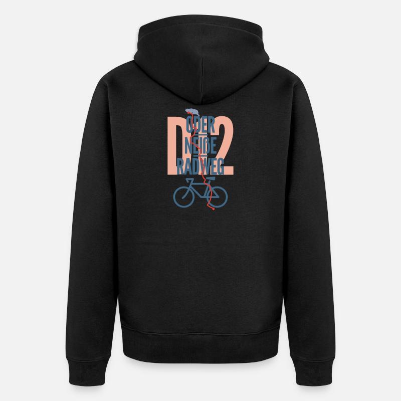 Oder-Neiße-Radweg - Unisex Premium Bio Zip Hoodie - Schwarz