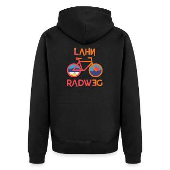 Lahntal-Radweg - Unisex Premium Bio Zip Hoodie - Schwarz - Hinten - Nico (187cm)