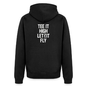 Golf Golfer - Unisex Premium Bio Zip Hoodie - Schwarz - Hinten - Nico (187cm)