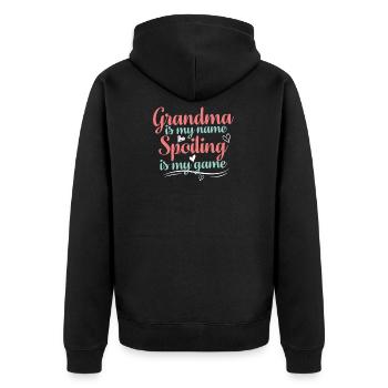 Grandma Is My Name Grandma - Unisex Premium Bio Zip Hoodie - Schwarz - Hinten - Nico (187cm)