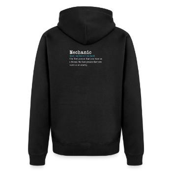 Funny Mechanic Definition Gift Design - Unisex Premium Organic Zip Hoodie - black - Back - Nico (187cm)