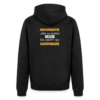 Informatiker - Unisex Premium Bio Zip Hoodie - Schwarz - Hinten - Nico (187cm)