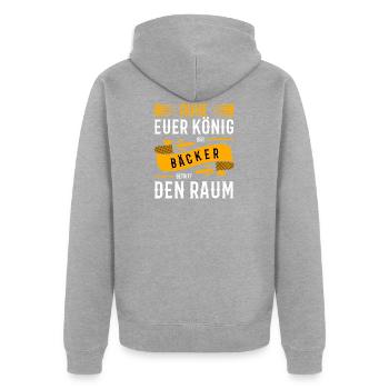 Lustige Bäcker Sprüche - Unisex Premium Bio Zip Hoodie - Grau meliert - Hinten - Nico (187cm)
