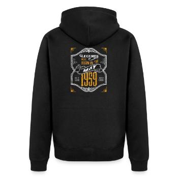 Legenden wurden im Mai 1959 geboren - Unisex Premium Bio Zip Hoodie - Schwarz - Hinten - Nico (187cm)