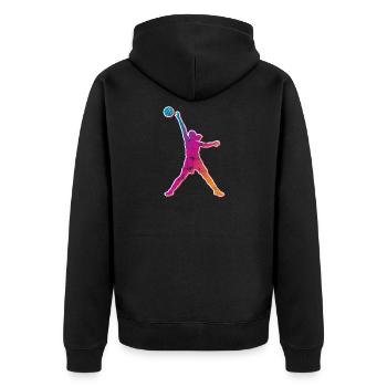 Basketball Retro Vintage - Unisex Premium Bio Zip Hoodie - Schwarz - Hinten - Nico (187cm)