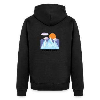 Camping camper hiking hiking mount mountains outdoor - Unisex Premium Organic Zip Hoodie - black - Back - Nico (187cm)