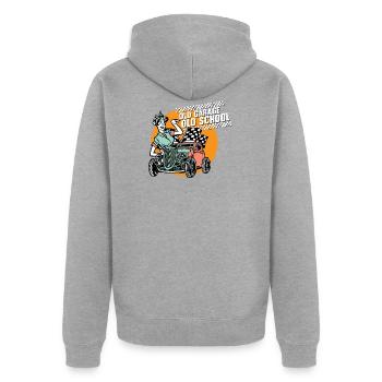 Pinup vintage rockabilly - Unisex Premium Organic Zip Hoodie - heather grey - Back - Nico (187cm)