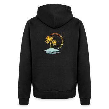 Palmen - Unisex Premium Bio Zip Hoodie - Schwarz - Hinten - Nico (187cm)