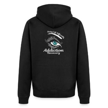 Sucht-Wiederaufnahme-Band Zurückzufordern Sucht Ge - Unisex Premium Bio Zip Hoodie - Schwarz - Hinten - Nico (187cm)