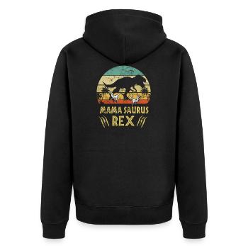 Mama Saurus Rex Dino Muttertag Geschenk Oma T-rex - Unisex Premium Bio Zip Hoodie - Schwarz - Hinten - Nico (187cm)