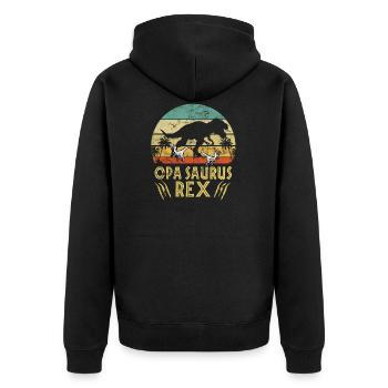 Opa Opasaurus Vatertag Vintage Retro Dinosaurier - Unisex Premium Bio Zip Hoodie - Schwarz - Hinten - Nico (187cm)