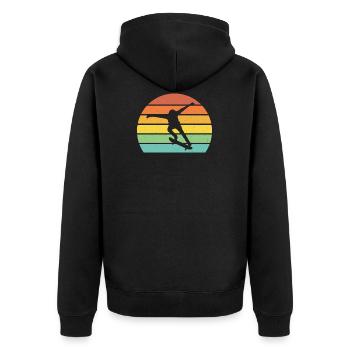 Skateboarding Retro Sonnenuntergang cool Skateboarder Geschenk - Unisex Premium Bio Zip Hoodie - Schwarz - Hinten - Nico (187cm)