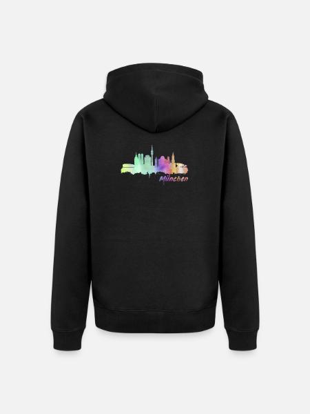 München Skyline - Unisex Premium Bio Zip Hoodie - Schwarz