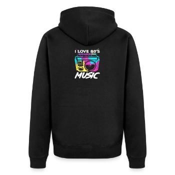 J'aime la musique des années 80 Boombox Retro - Veste à capuche bio Premium Unisexe - noir - Dos - Nico (187cm)