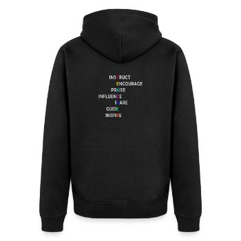 Geschenke für Englischlehrer - Unisex Premium Bio Zip Hoodie - Schwarz - Hinten - Nico (187cm)