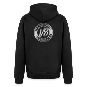 V8 Motor Musclecar Ami - Unisex Premium Organic Zip Hoodie - black - Back - Nico (187cm)