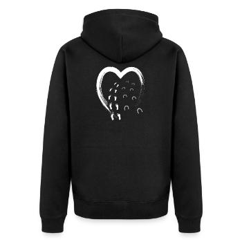 Never walk alone Reiten Pferde Hufe Spuren Liebe - Unisex Premium Bio Zip Hoodie - Schwarz - Hinten - Nico (187cm)