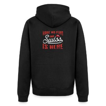 Schweiz - Unisex Premium Bio Zip Hoodie - Schwarz - Hinten - Nico (187cm)