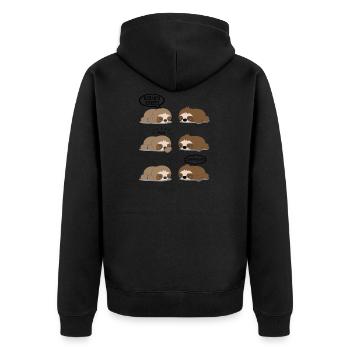 Ich Mache Nichts Comic Faultier lustige Sprüche - Unisex Premium Bio Zip Hoodie - Schwarz - Hinten - Nico (187cm)