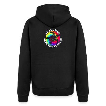 SKSKSK Und ich hoppla! Überspringen Sie einen Strohhalm Retten Sie die Schildkröten - Unisex Premium Bio Zip Hoodie - Schwarz - Hinten - Nico (187cm)