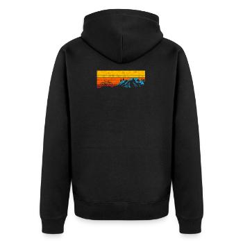 Mountainbike Fahrrad Berge MTB Hobby - Unisex Premium Bio Zip Hoodie - Schwarz - Hinten - Nico (187cm)