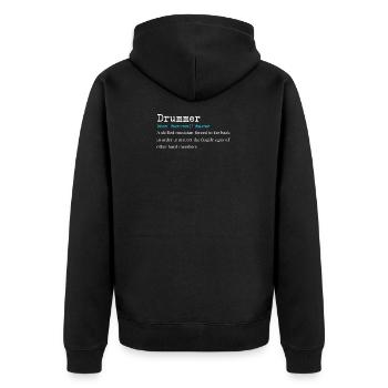 Funny Drummer Definition Gift Design - Unisex Premium Organic Zip Hoodie - black - Back - Nico (187cm)