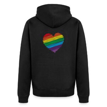 Regenbogen shirt & Herz Regenbogen Geschenk Shirt - Unisex Premium Bio Zip Hoodie - Schwarz - Hinten - Nico (187cm)