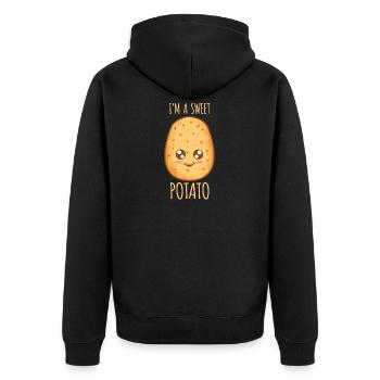 Vegetable - I'm a Sweet Potato Cute - Farm - Unisex Premium Organic Zip Hoodie - black - Back - Nico (187cm)