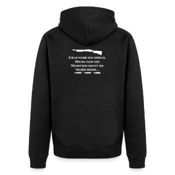 Ziele Munition - Unisex Premium Bio Zip Hoodie - Schwarz - Hinten - Nico (187cm)