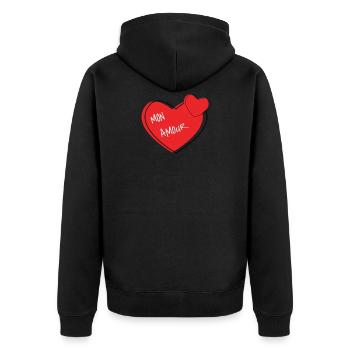 Mon amour - Unisex Premium Organic Zip Hoodie - black - Back - Nico (187cm)