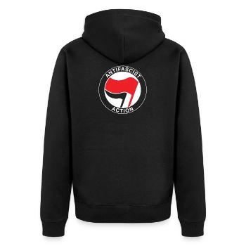 Drapeau antifasciste antifa - antiracisme antifasciste - Veste à capuche bio Premium Unisexe - noir - Dos - Nico (187cm)