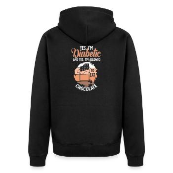 Diabétique, manger du chocolat - Veste à capuche bio Premium Unisexe - noir - Dos - Nico (187cm)