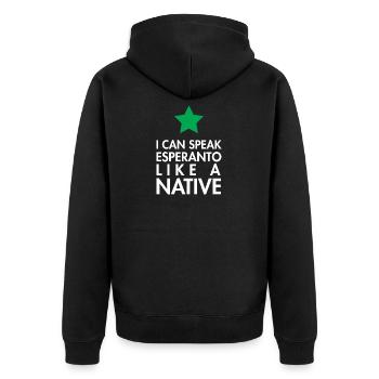 Esperanto language native speaking gift idea - Unisex Premium Organic Zip Hoodie - black - Back - Nico (187cm)