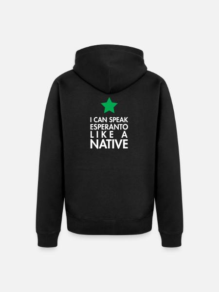 Esperanto Sprache native sprechen Geschenkidee - Unisex Premium Bio Zip Hoodie - Schwarz