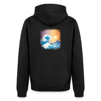 Great Wave Of Kanagawa Japan Japanische Welle - Unisex Premium Bio Zip Hoodie - Schwarz - Hinten - Nico (187cm)