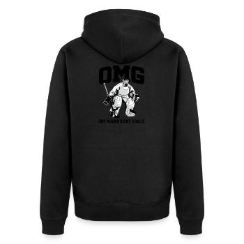 Eishockeytorhüter Goalie Eishockey Keeper Geschenk - Unisex Premium Bio Zip Hoodie - Schwarz - Hinten - Nico (187cm)