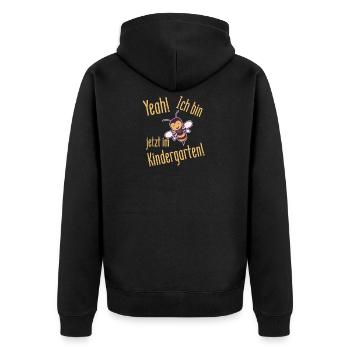 Ich bin jetzt im Kindergarten lustige Biene - Unisex Premium Bio Zip Hoodie - Schwarz - Hinten - Nico (187cm)