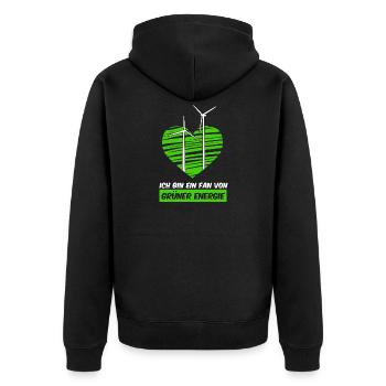 Windpark Windrad Herz Windenergie - Unisex Premium Bio Zip Hoodie - Schwarz - Hinten - Nico (187cm)