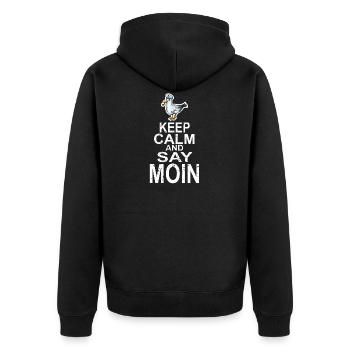 Gardez votre calme et dites Moin - Veste à capuche bio Premium Unisexe - noir - Dos - Nico (187cm)