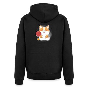 Tischtennis - Unisex Premium Bio Zip Hoodie - Schwarz - Hinten - Nico (187cm)