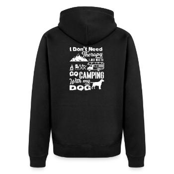 Camping Camping mit meinem Hund - Unisex Premium Bio Zip Hoodie - Schwarz - Hinten - Nico (187cm)