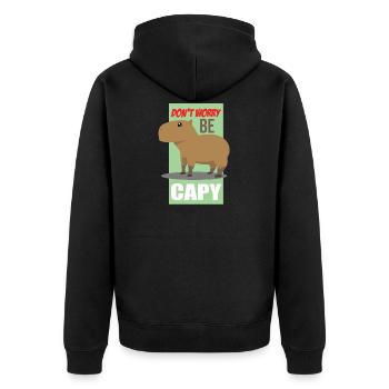 Un petit rongeur capybara heureux dit ne vous inquiétez pas - Veste à capuche bio Premium Unisexe - noir - Dos - Nico (187cm)