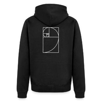 Fibonacci Schnecke - Unisex Premium Bio Zip Hoodie - Schwarz - Hinten - Nico (187cm)