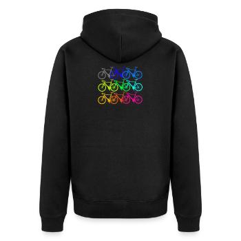 Fahrrad design bunt - Unisex Premium Bio Zip Hoodie - Schwarz - Hinten - Nico (187cm)