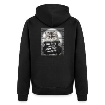 Böse Katze Polizeifoto Kätzchen Knast Gefängnis - Unisex Premium Bio Zip Hoodie - Schwarz - Hinten - Nico (187cm)
